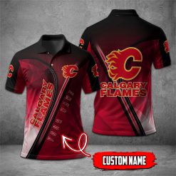 Calgary Flames | NHL Personalized Mosaic Polo Shirt